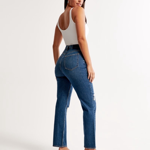 NWOT Abercrombie & Fitch Curve Love The Ankle Straight Ultra High Rise Jean - Picture 2 of 7